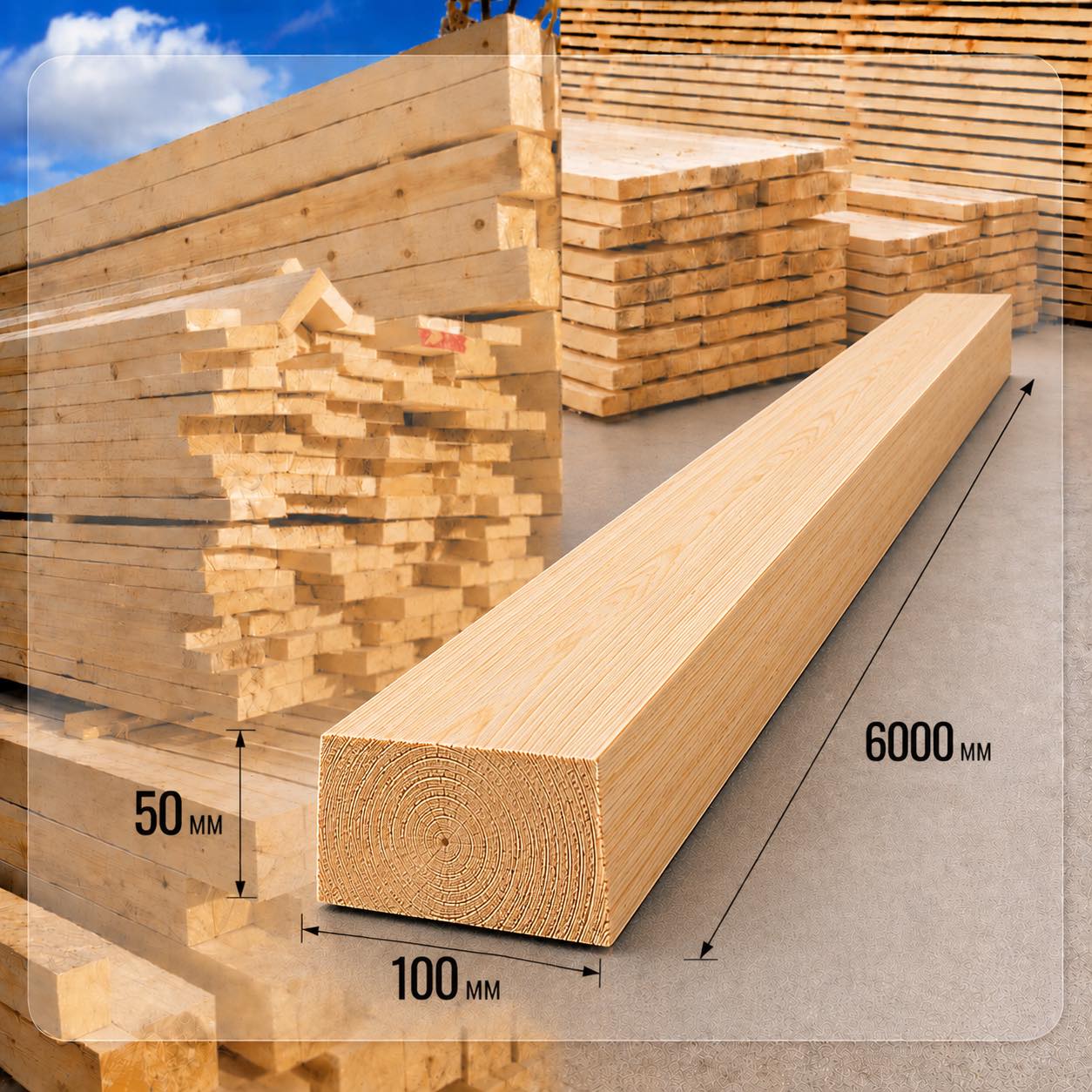50X100 Доска обрезная 50x100x6000 мм — изображение 1